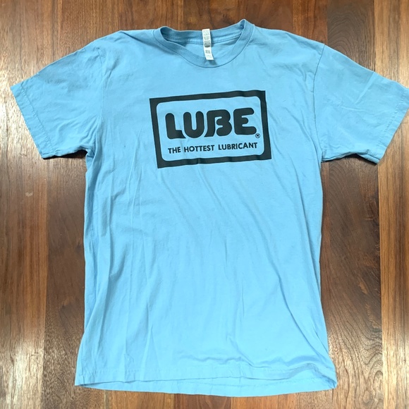 LUBE - "The Hottest Lubricant" on American Apparel Fine Jersey T-Shirt Handmade - Picture 1 of 3